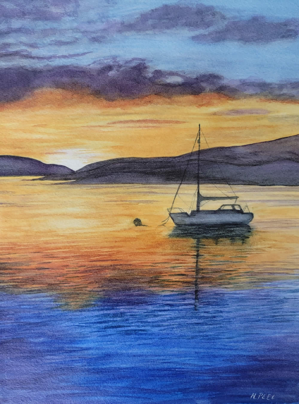 Heather-Peel-Golden-Sunset-watercolour