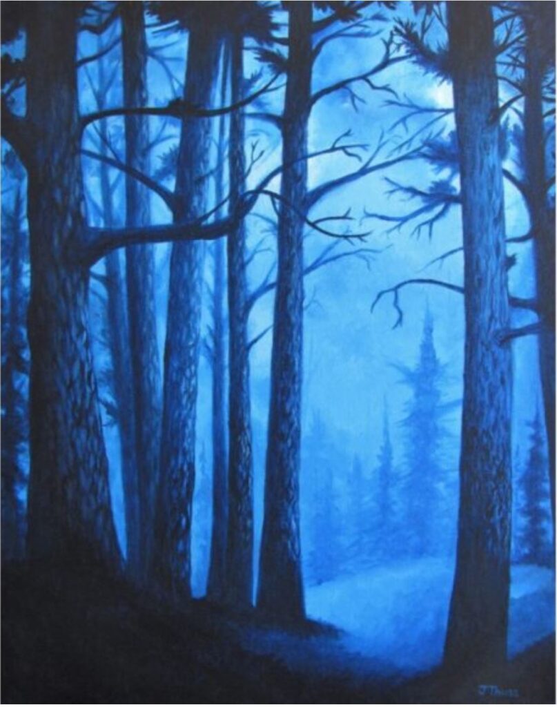 Blue Forest by Jane Thuss, March 2022 Art Challenge